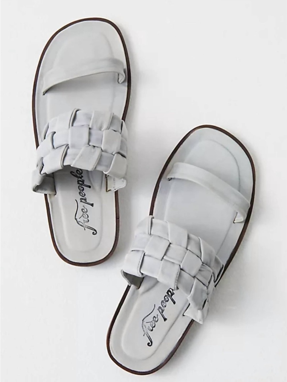 Free People Winding River Basketweave Leather Sandals – Gray | EU 39 / US 8.5-9